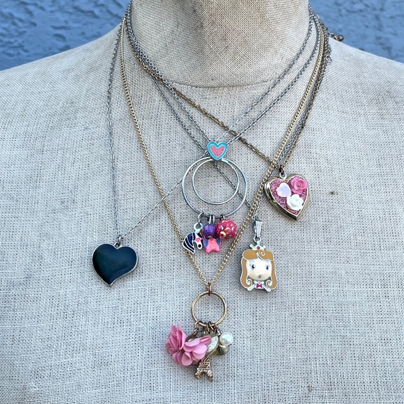 Set of Five Girly Necklaces Kitsch Kawaii Jewelry Disney Paris - Picture 2 of 10